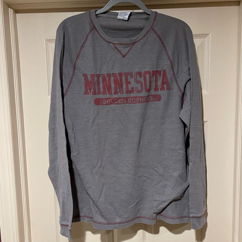 Minnesota Golden Gophers Shirt Mens Medium Gray Yellow Thermal Football Adult